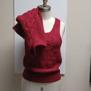 Ally Mae Cardigan & Tank Sweater Set Burgundy M